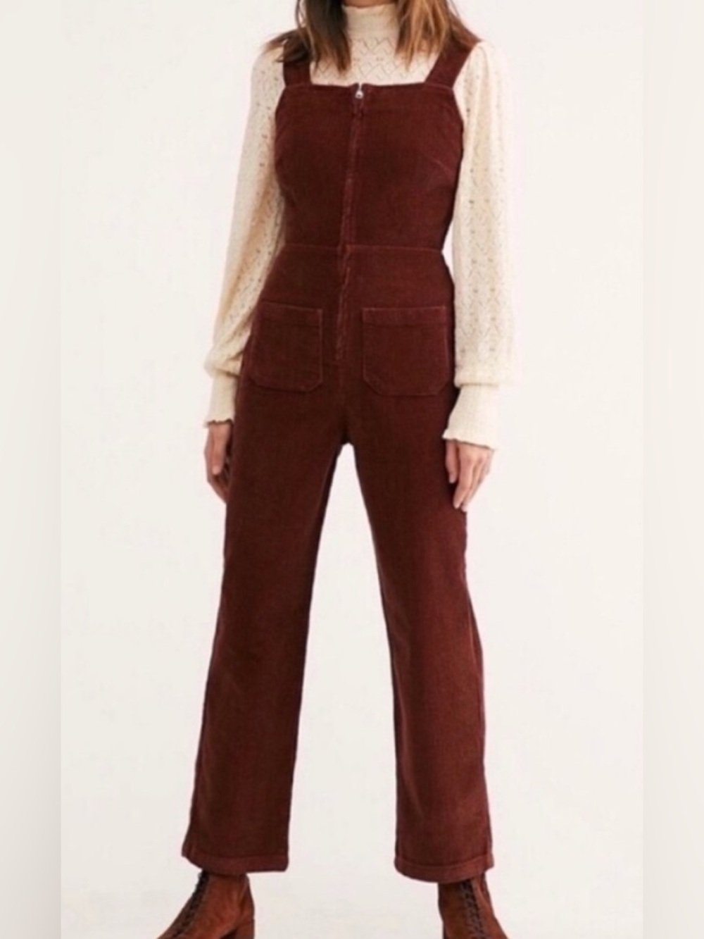 Free People Luna Corduroy Jumpsuit/One-Piece Overalls. Navy. Size 8